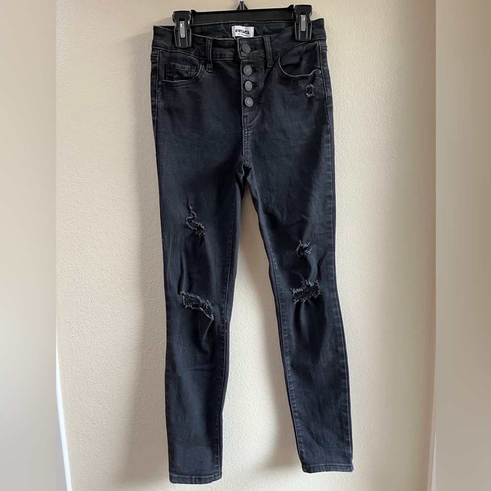 Girls size 12 black RSQ “mid rise ankle” distressed jeans